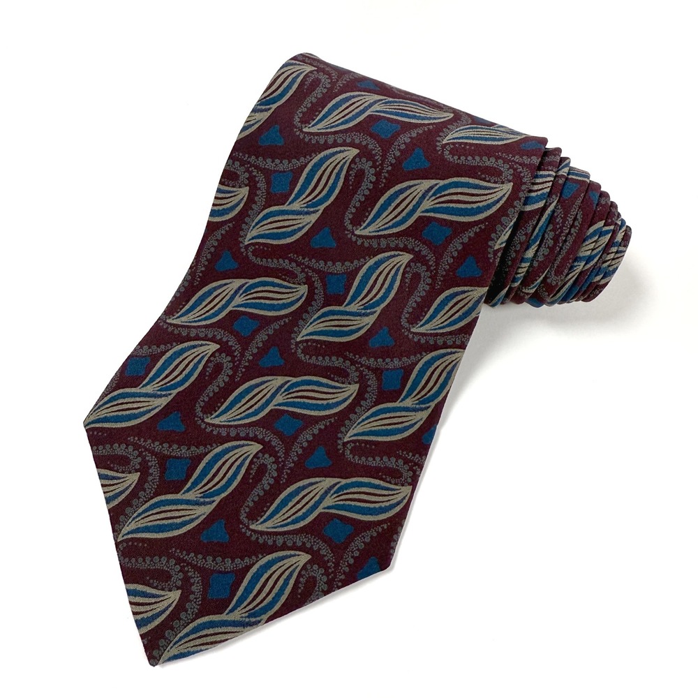 Giorgio Armani Silk Tie Burgundy Blue Paisley Made in Italy L: 55" W: 3.5"‎ - Picture 2 of 5